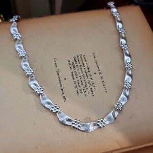 Vintage 925 Sterling Silver Twist Chain Necklace with Clover Beads for Women, Lucky Four Leaf Clover Jewelry Gift