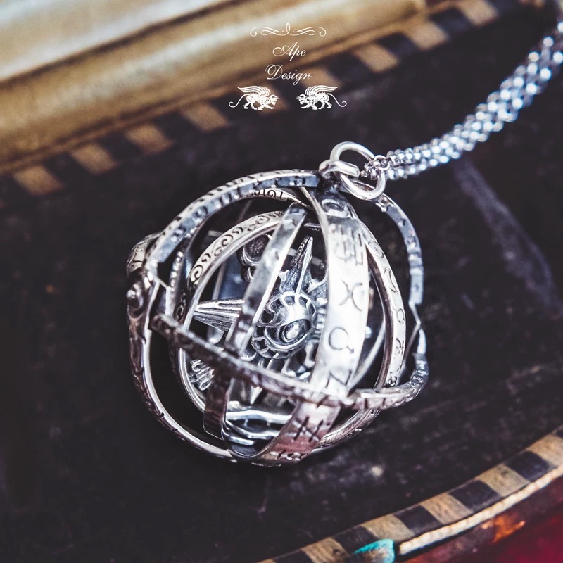 Steampunk Astronomical Globe Pendant Necklace, Transformable Design, Ideal Gift for Science & Astronomy Enthusiasts - Image 3