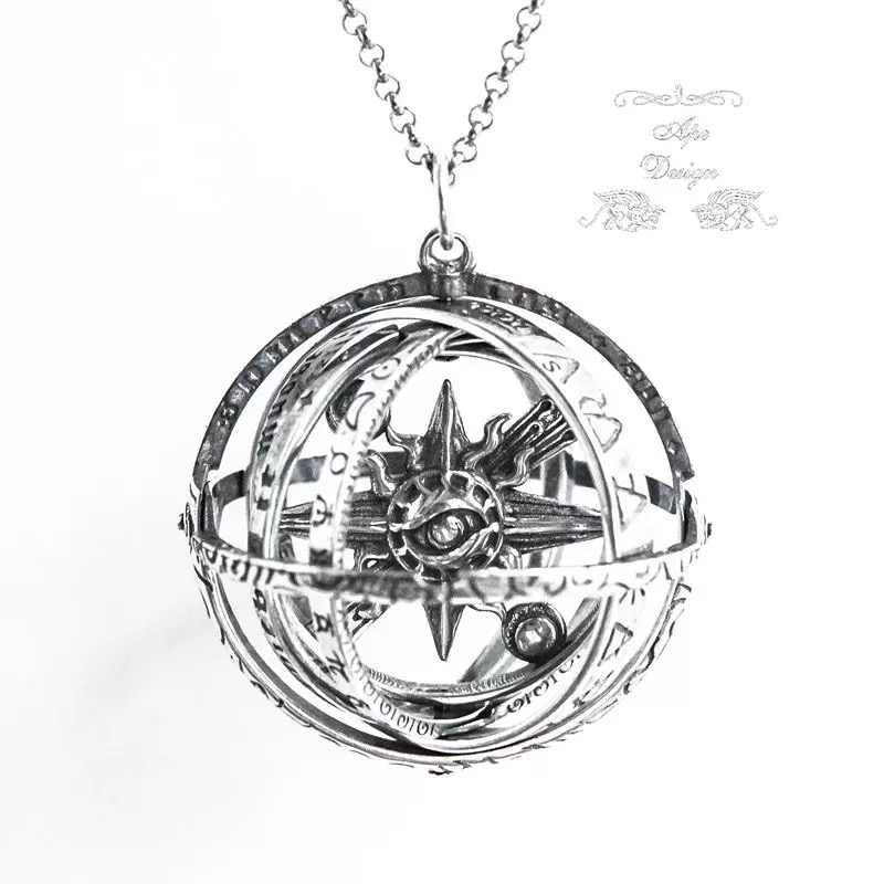 Steampunk Astronomical Globe Pendant Necklace, Transformable Design, Ideal Gift for Science & Astronomy Enthusiasts - Image 4